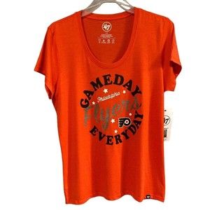 New Philadelphia Flyers 47’ Brand‎ T-Shirt Women's Crew Neck Orange Sz L
